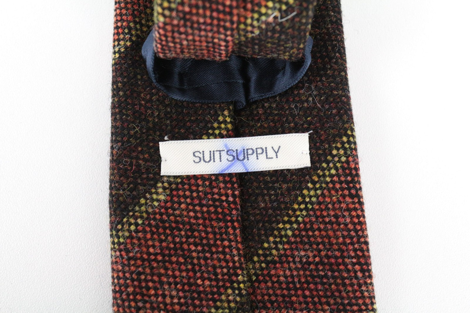 SUITSUPPLY Men Tie ~150 x 8 cm Brown Pure Wool Pointed-End Classic Striped