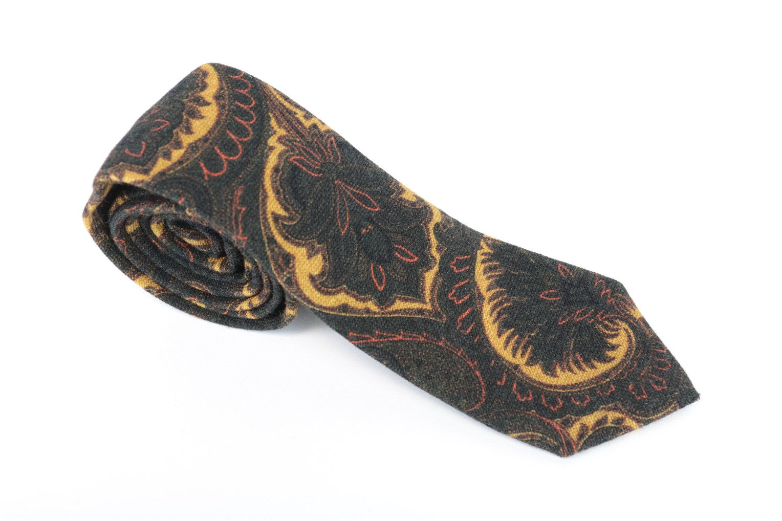 SUITSUPPLY Men Tie ~150 x 8 cm Brown Pure Wool Patterned Pointed-End Classic