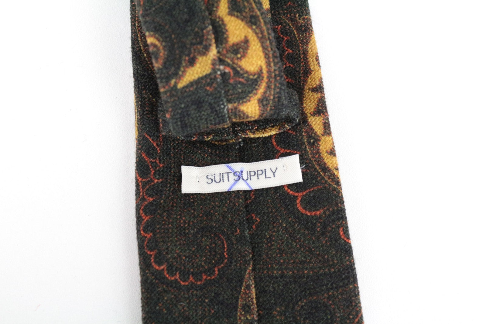 SUITSUPPLY Men Tie ~150 x 8 cm Brown Pure Wool Patterned Pointed-End Classic