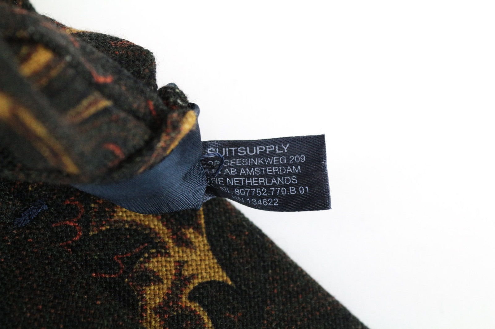 SUITSUPPLY Men Tie ~150 x 8 cm Brown Pure Wool Patterned Pointed-End Classic
