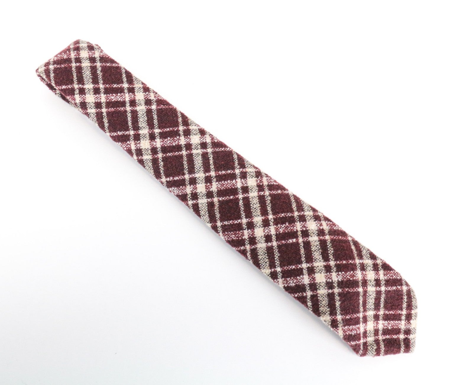 SUITSUPPLY Men Tie ~150 x 8 cm Dark Red Wool Blend Checked Pointed-End Formal