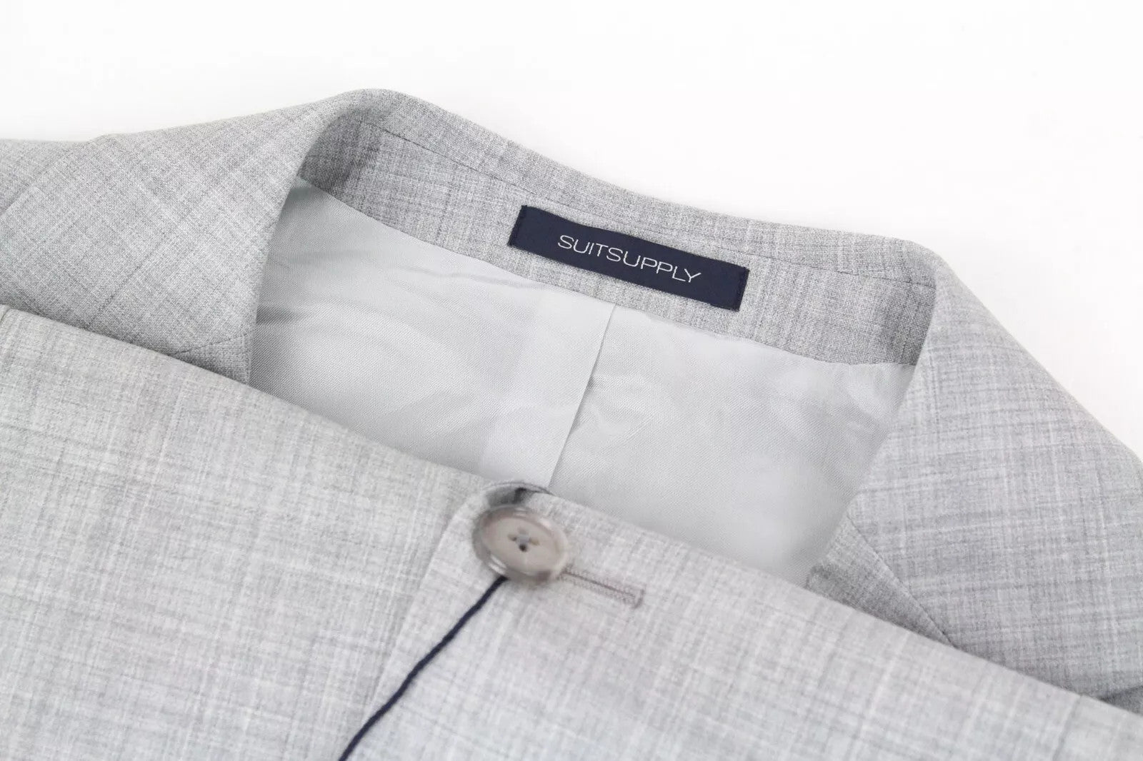 SUITSUPPLY Havana Patch Men Suit UK38R Grey Pure Wool Super 120's Slim 2 Piece