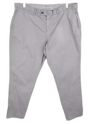 SUITSUPPLY Porto Novo Men Trousers UK42R Grey Cotton Stretch Pleat Casual Chino