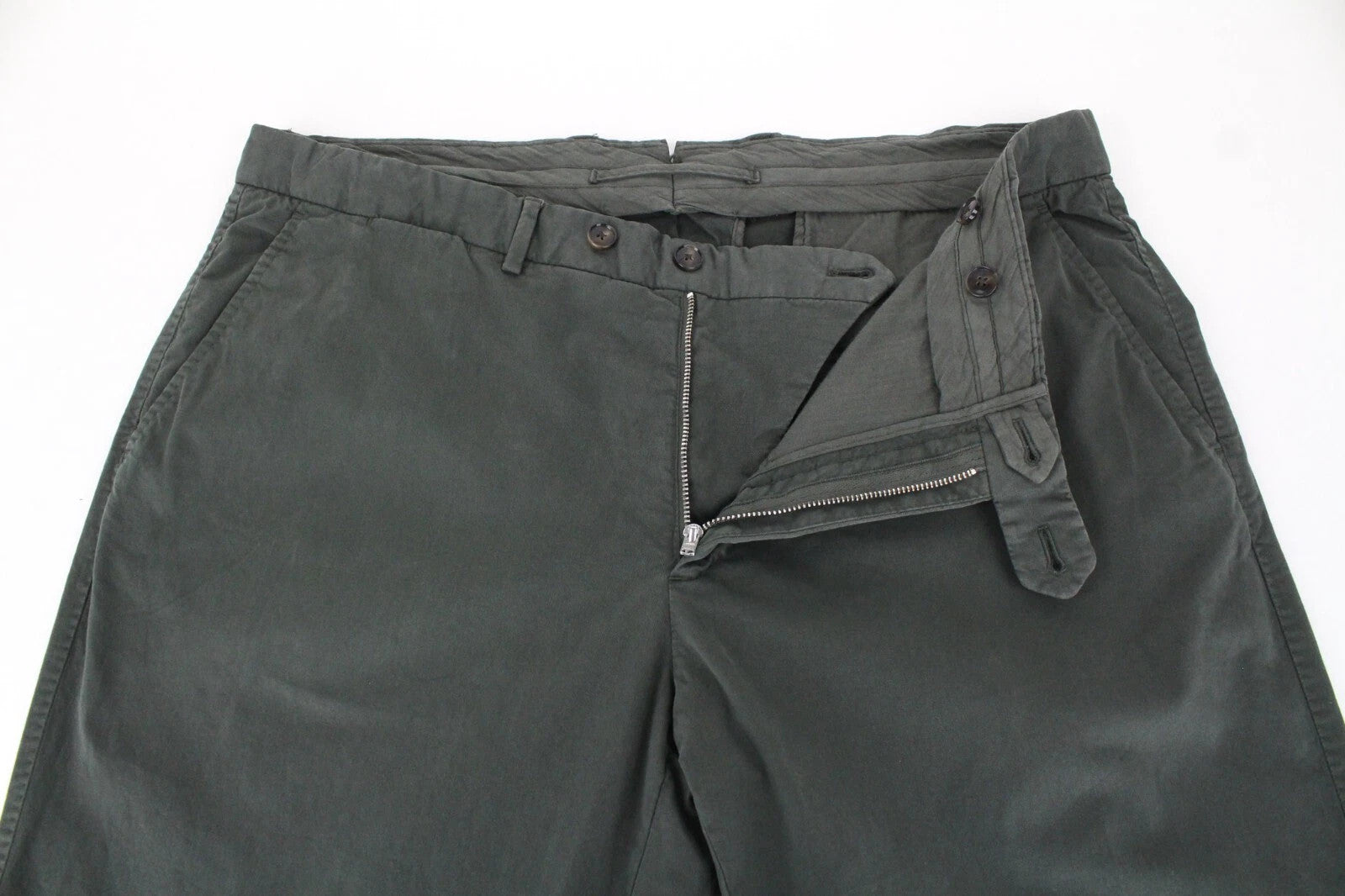 SUITSUPPLY Porto Novo Men Trousers UK38R Green Cotton Stretch Pleat Front Chino