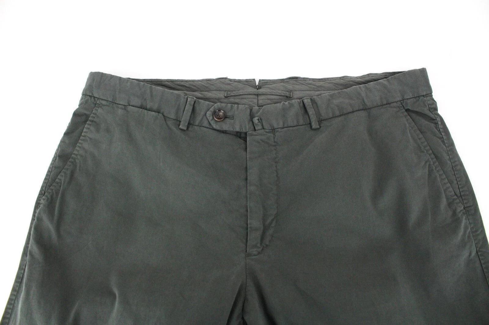 SUITSUPPLY Porto Novo Men Trousers UK38R Green Cotton Stretch Pleat Front Chino