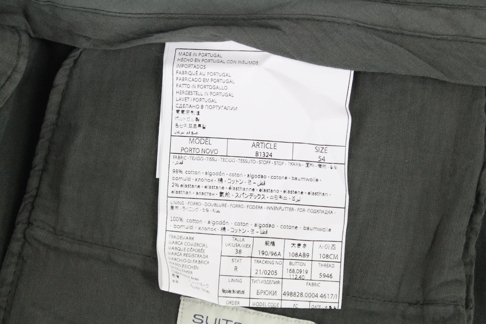 SUITSUPPLY Porto Novo Men Trousers UK38R Green Cotton Stretch Pleat Front Chino