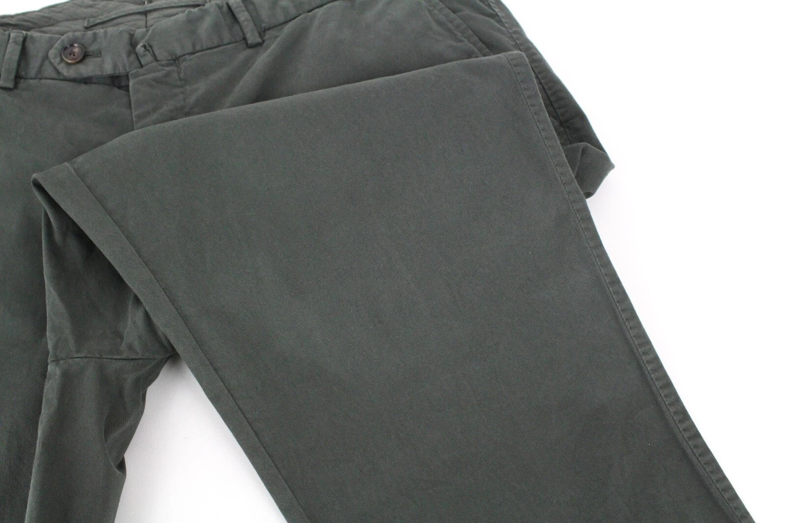 SUITSUPPLY Porto Novo Men Trousers UK38R Green Cotton Stretch Pleat Front Chino