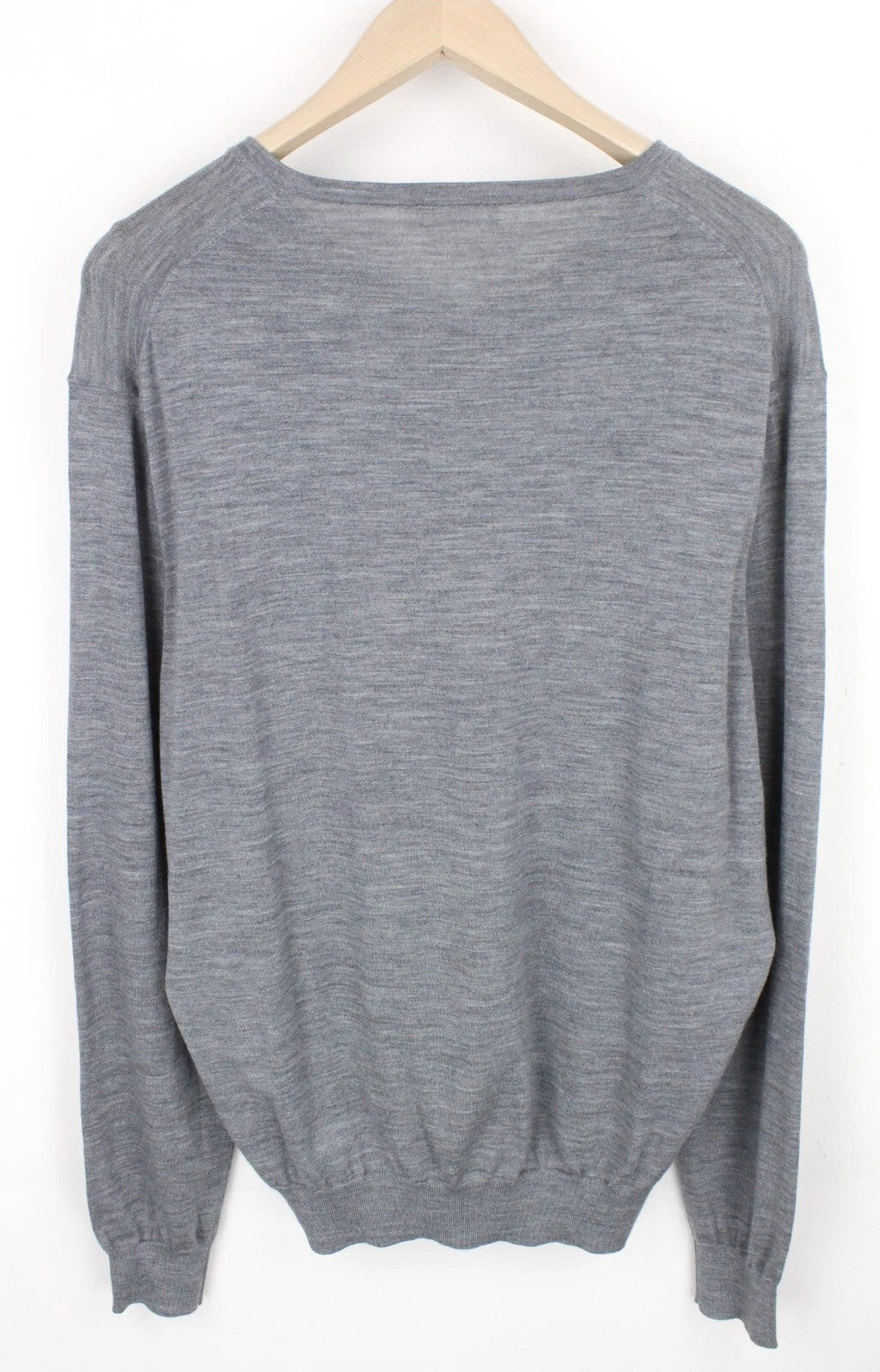 SUITSUPPLY Men Sweatshirt 2XL Grey Pure Merino Wool Long Sleeved V-neck Pull On