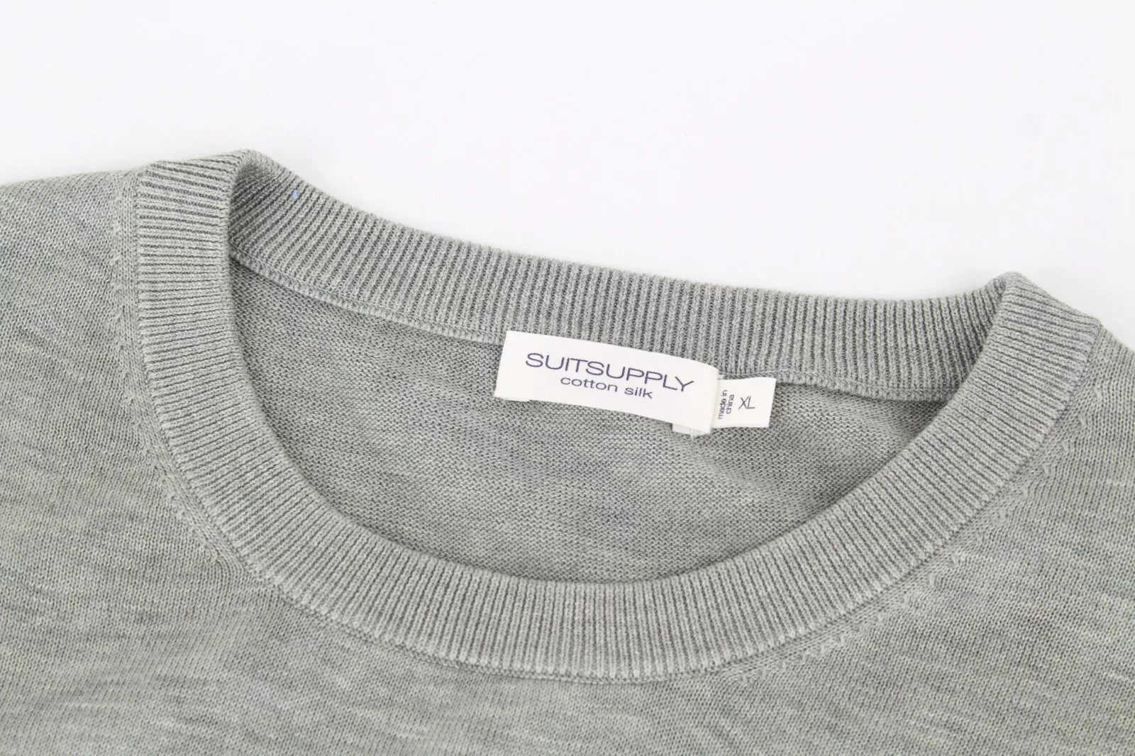 SUITSUPPLY Men Sweatshirt XL Green Cotton Silk Casual Plain Long Sleeved
