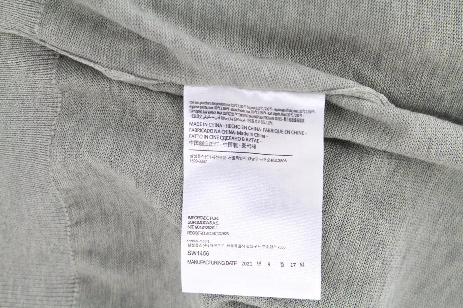 SUITSUPPLY Men Sweatshirt XL Green Cotton Silk Casual Plain Long Sleeved