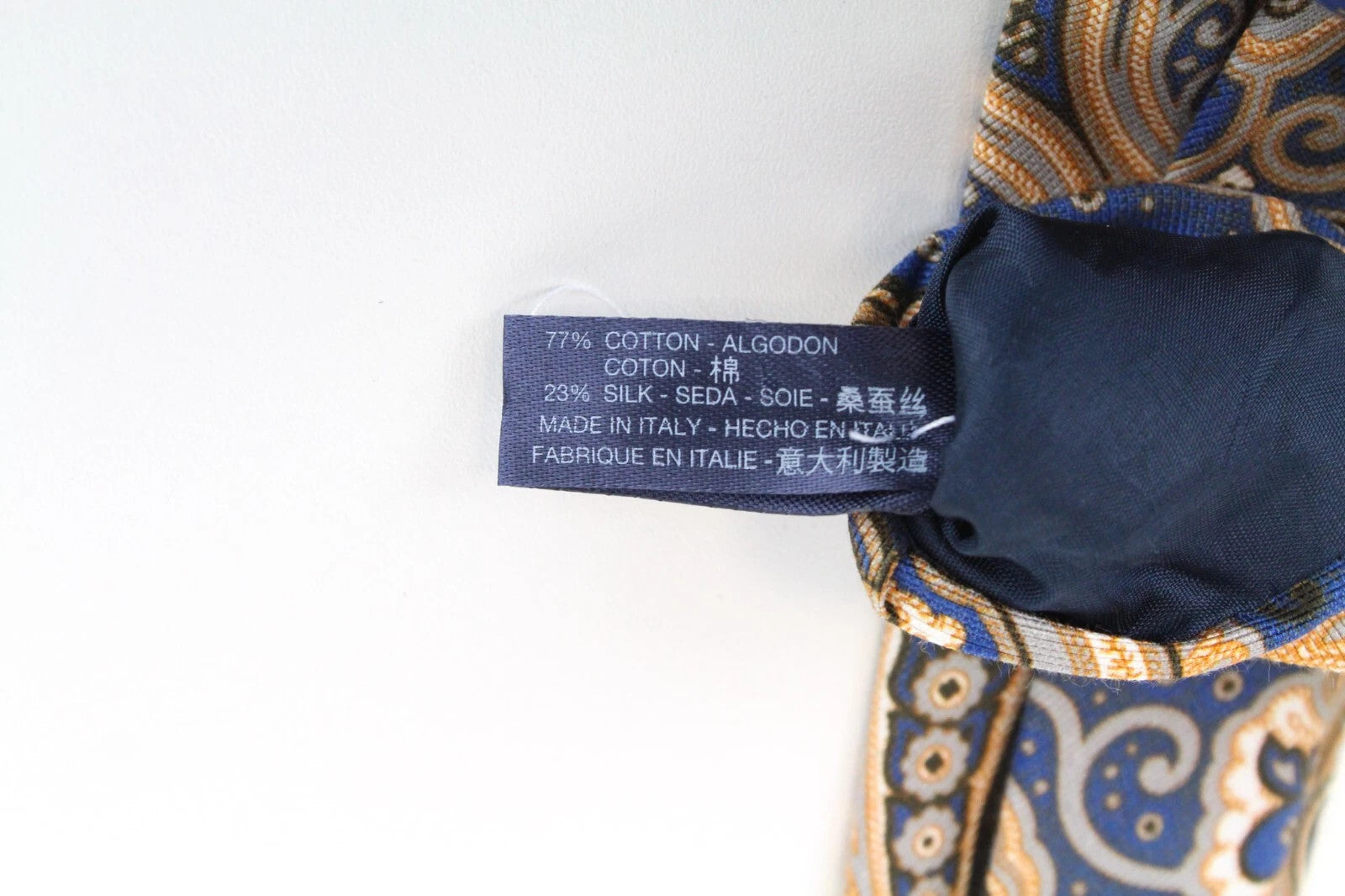 SUITSUPPLY Men Tie ~150 x 8 cm Blue Beige Patterned Cotton Silk Pointed-End