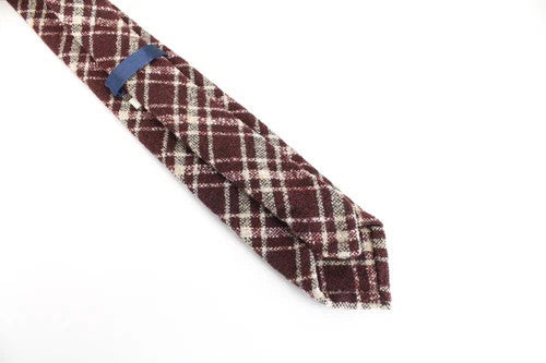 SUITSUPPLY Men Tie ~150 x 8 cm Dark Red Wool Blend Check Pattern Pointed-End
