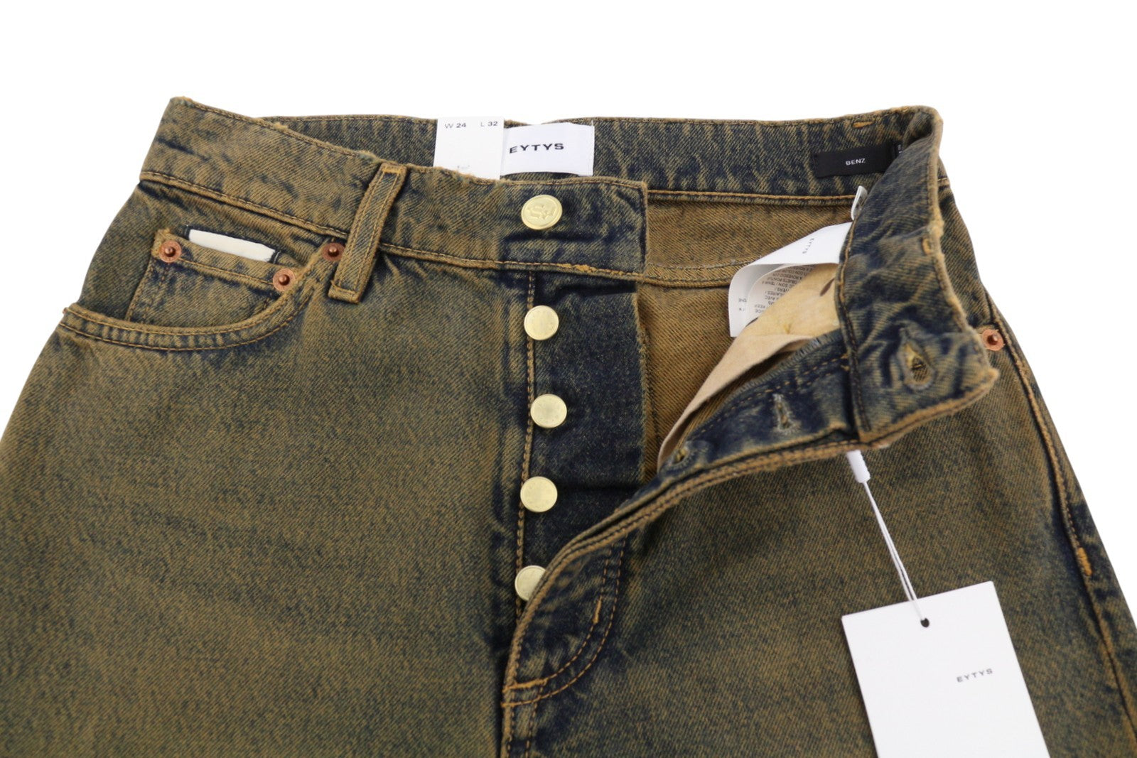 EYTYS Benz Rust Baggy Fit Women Jeans W24/L32 Orange & Blue Washed Unisex RRP370