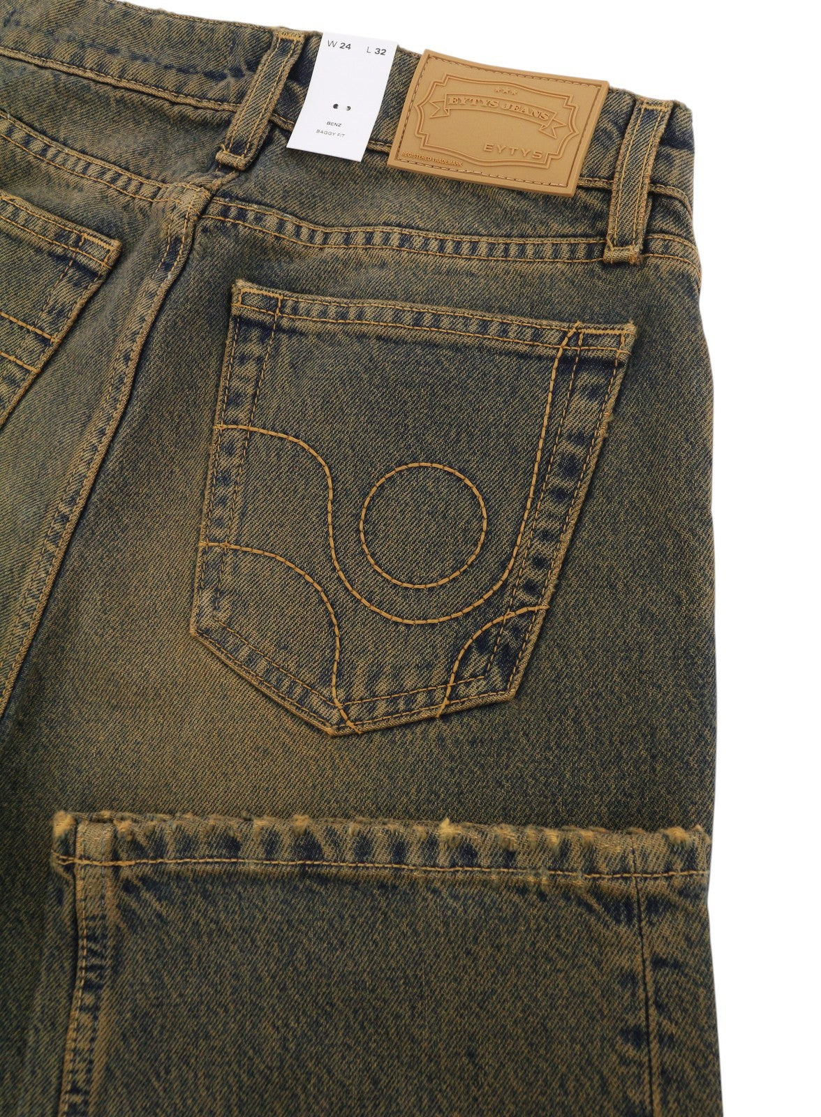 EYTYS Benz Rust Baggy Fit Women Jeans W24/L32 Orange & Blue Washed Unisex RRP370