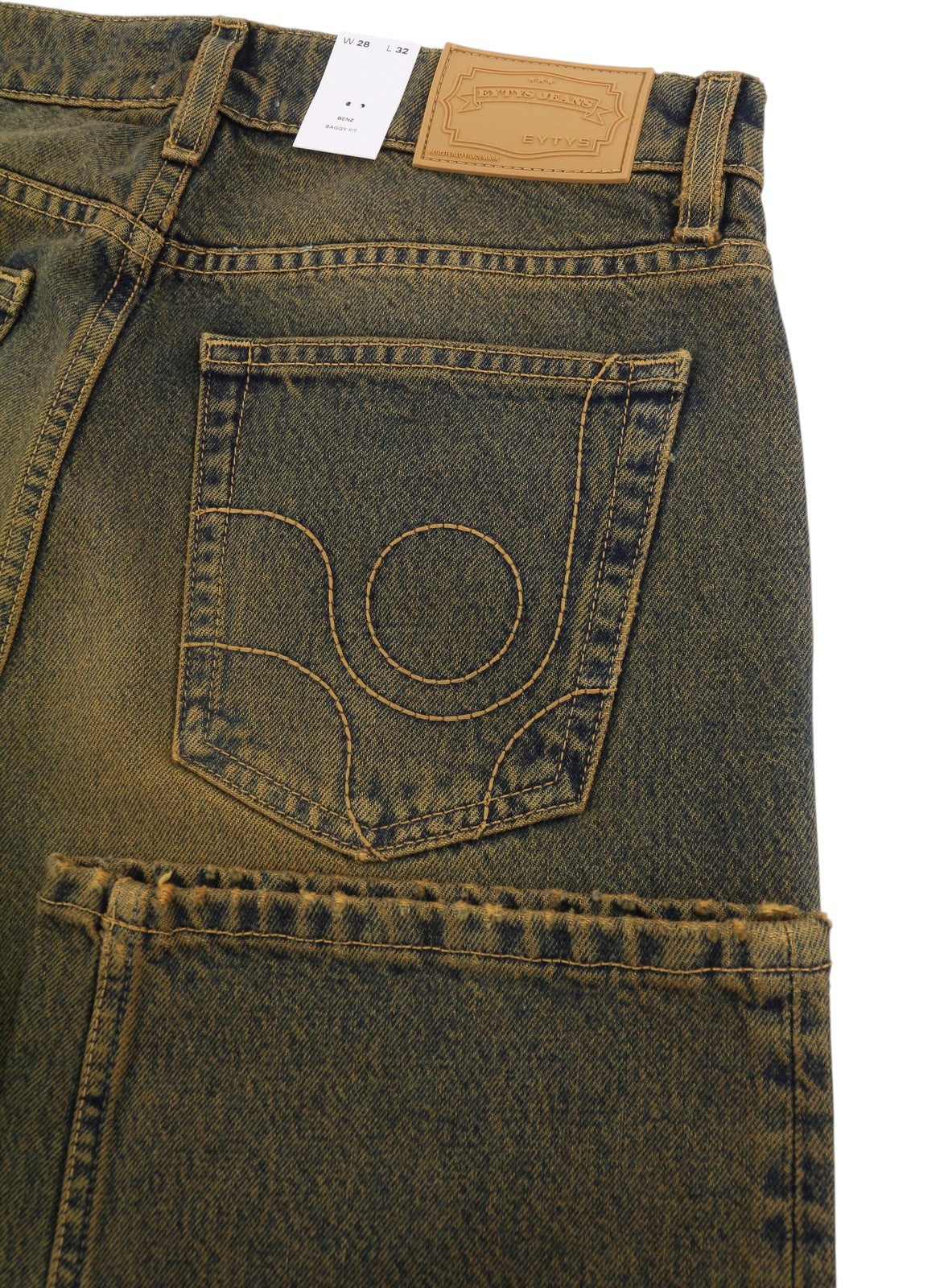 EYTYS Benz Rust Baggy Fit Men Jeans W28/L32 Orange & Blue Washed Unisex RRP370