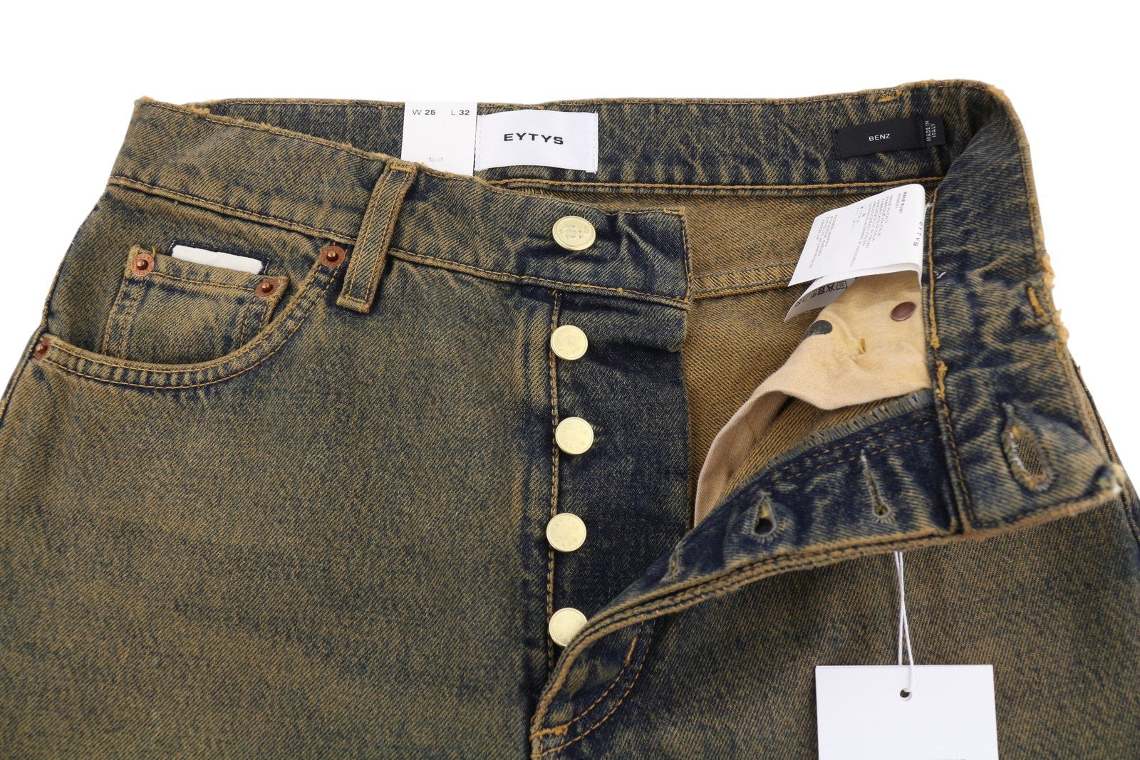 EYTYS Benz Rust Baggy Fit Women Jeans W25/L32 Orange & Blue Washed Unisex RRP370