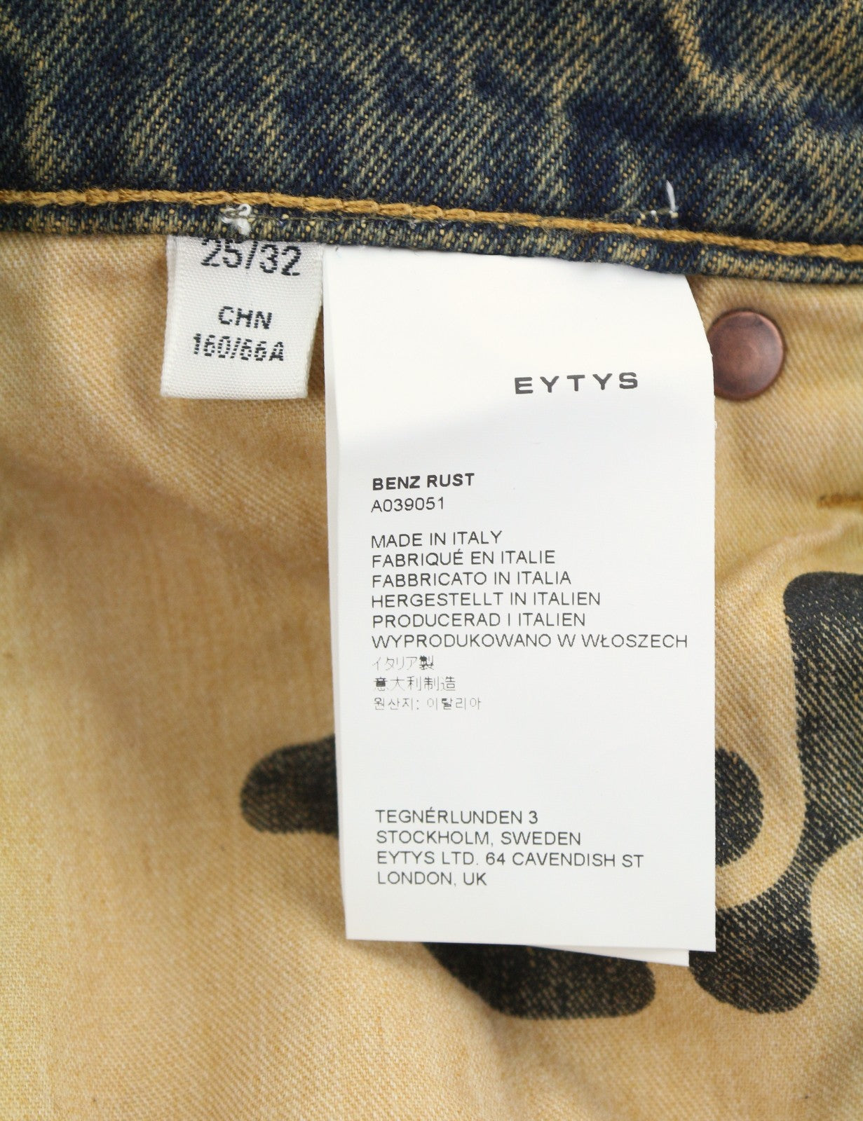 EYTYS Benz Rust Baggy Fit Women Jeans W25/L32 Orange & Blue Washed Unisex RRP370