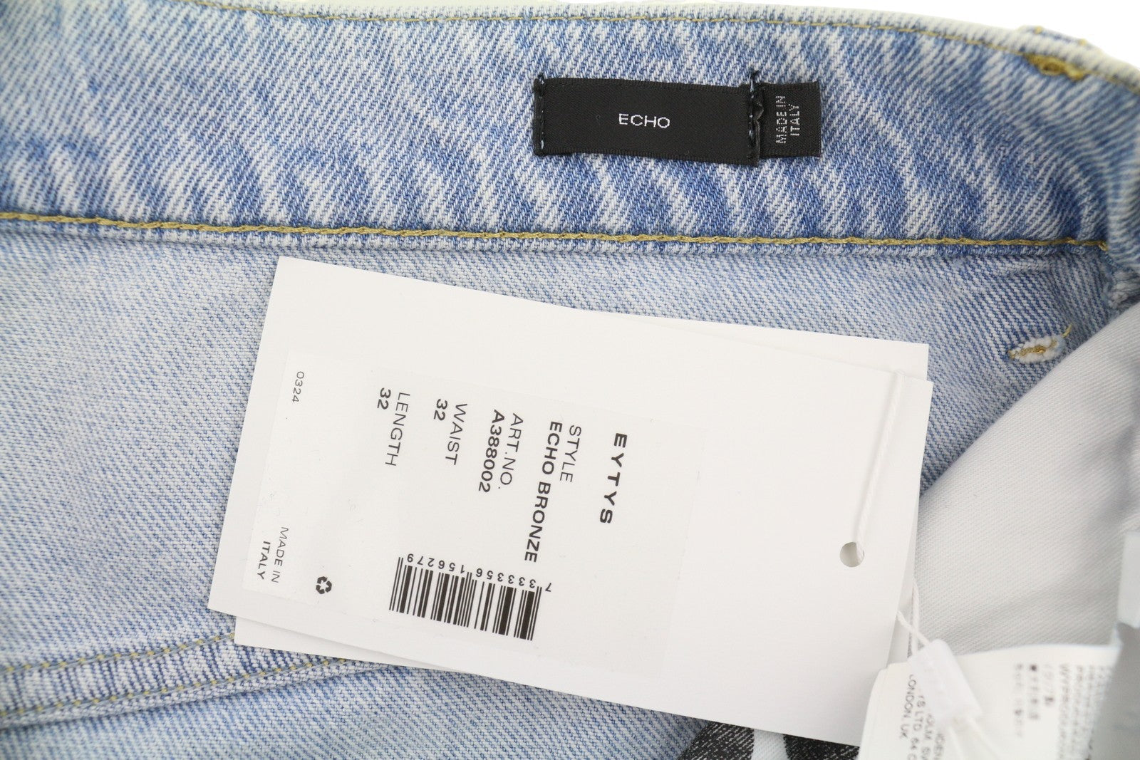 EYTYS Echo Bronze Unltra Baggy Fit Men Jeans W32/L32 Blue Aged Unisex RRP370