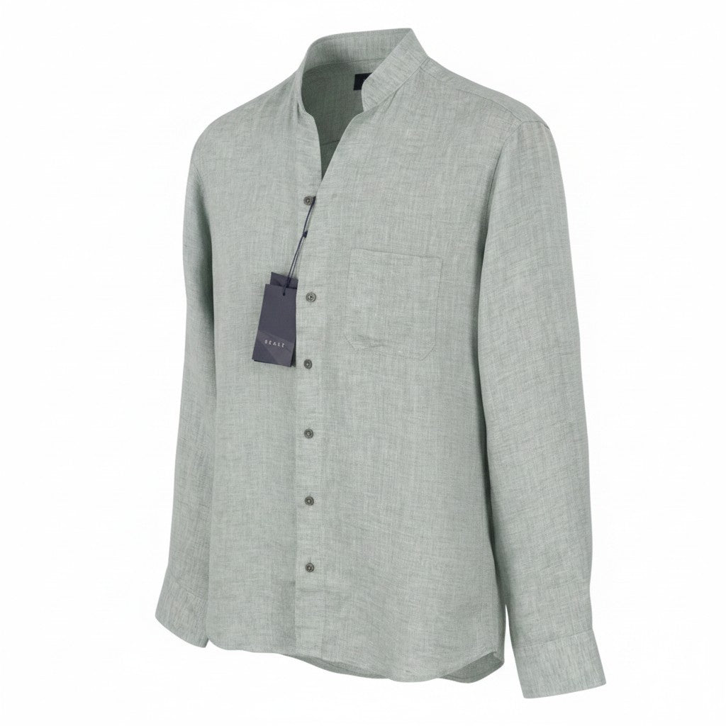 SEASE SC030 Fish Tail Men Shirt M Green Melange Linen Button Up RRP510