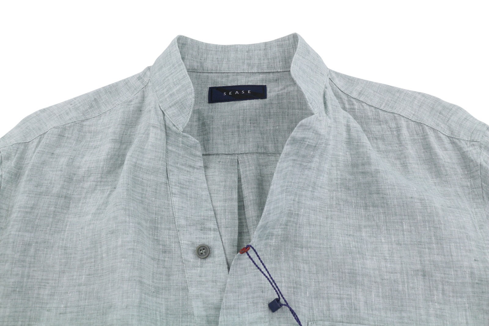 SEASE SC030 Fish Tail Men Shirt M Green Melange Linen Button Up RRP510
