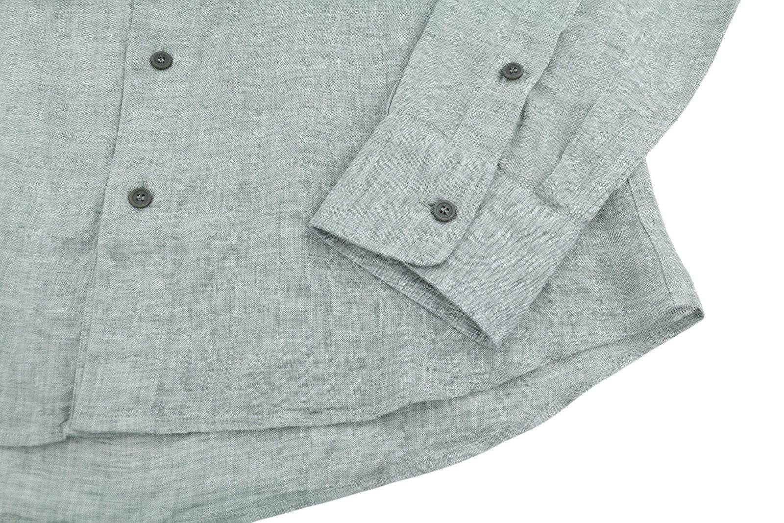 SEASE SC030 Fish Tail Men Shirt M Green Melange Linen Button Up RRP510