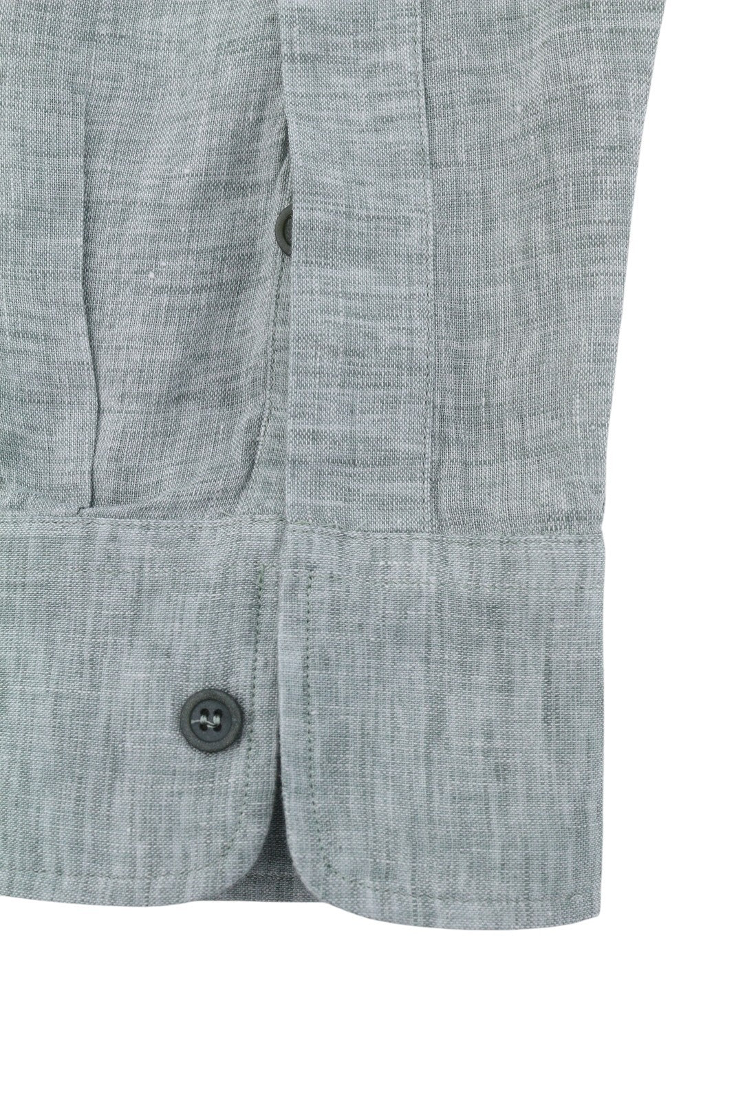 SEASE SC030 Fish Tail Men Shirt M Green Melange Linen Button Up RRP510