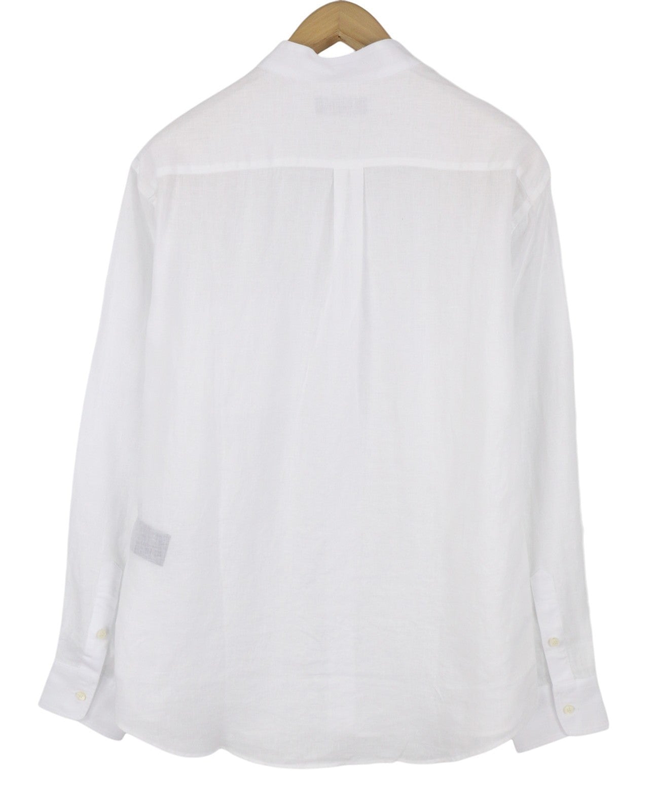 SEASE TN420 Fish Tail Men Shirt S White Linen Button-Up Patch Pocket RRP510