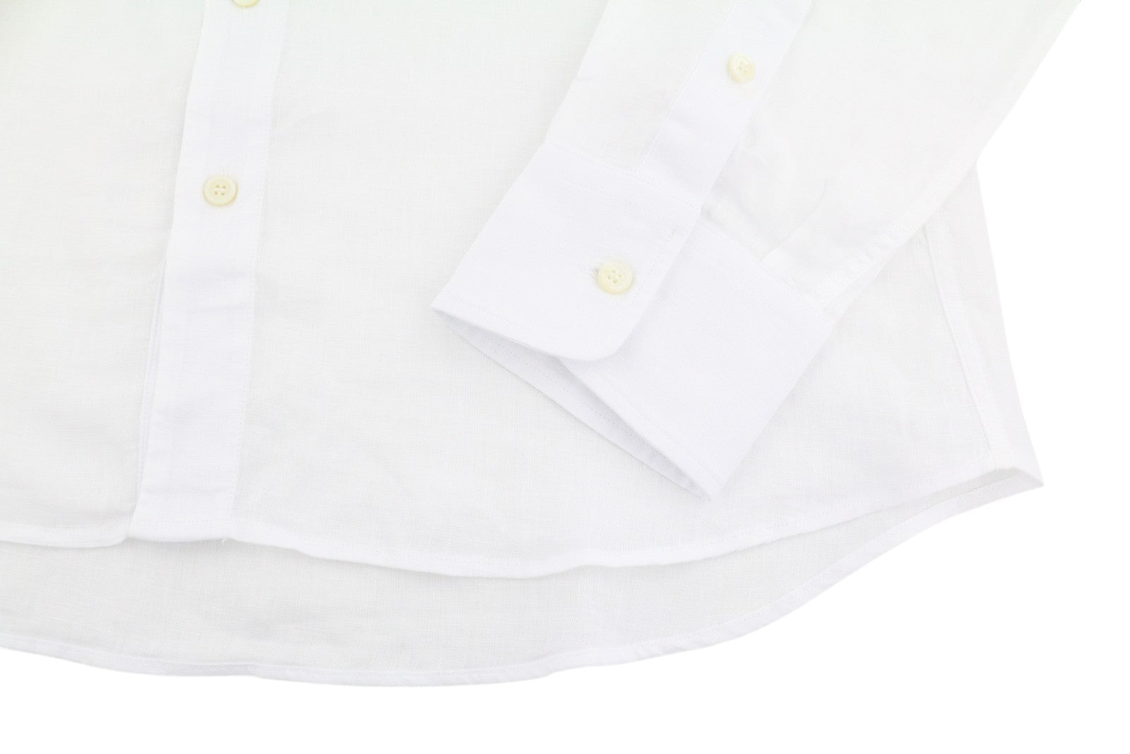 SEASE TN420 Fish Tail Men Shirt S White Linen Button-Up Patch Pocket RRP510