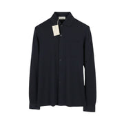 FILIPPO DE LAURENTIIS Men Shirt IT48 S Dark Blue Cotton Tricot Cutaway Neck
