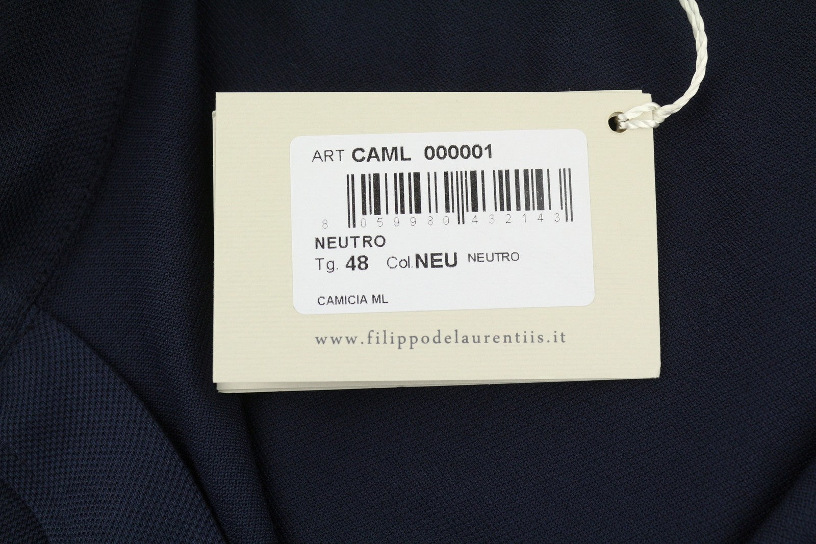 FILIPPO DE LAURENTIIS Men Shirt IT48 S Dark Blue Cotton Tricot Cutaway Neck