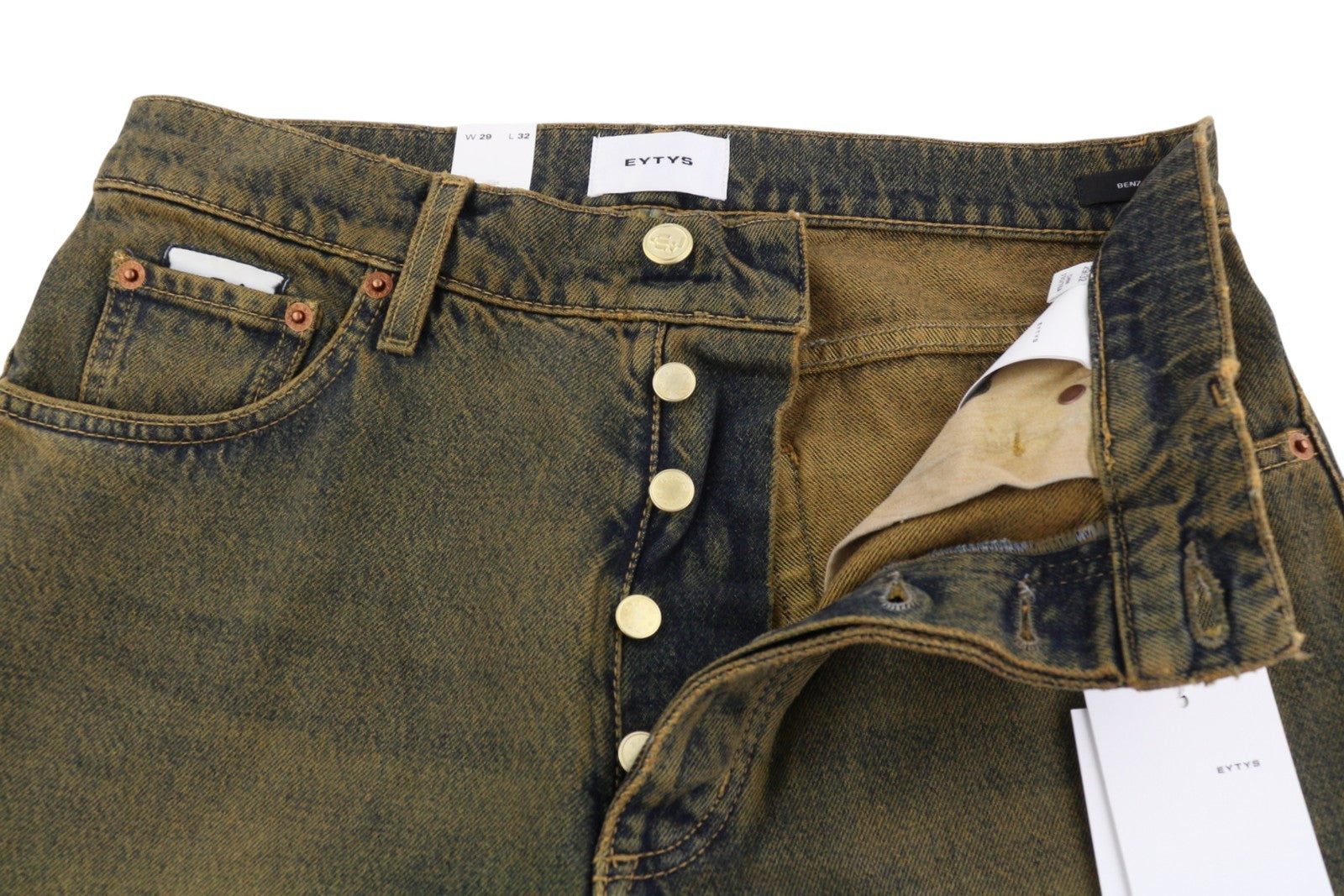 EYTYS Benz Rust Baggy Fit Men Jeans W29/L32 Orange & Blue Washed Unisex RRP370
