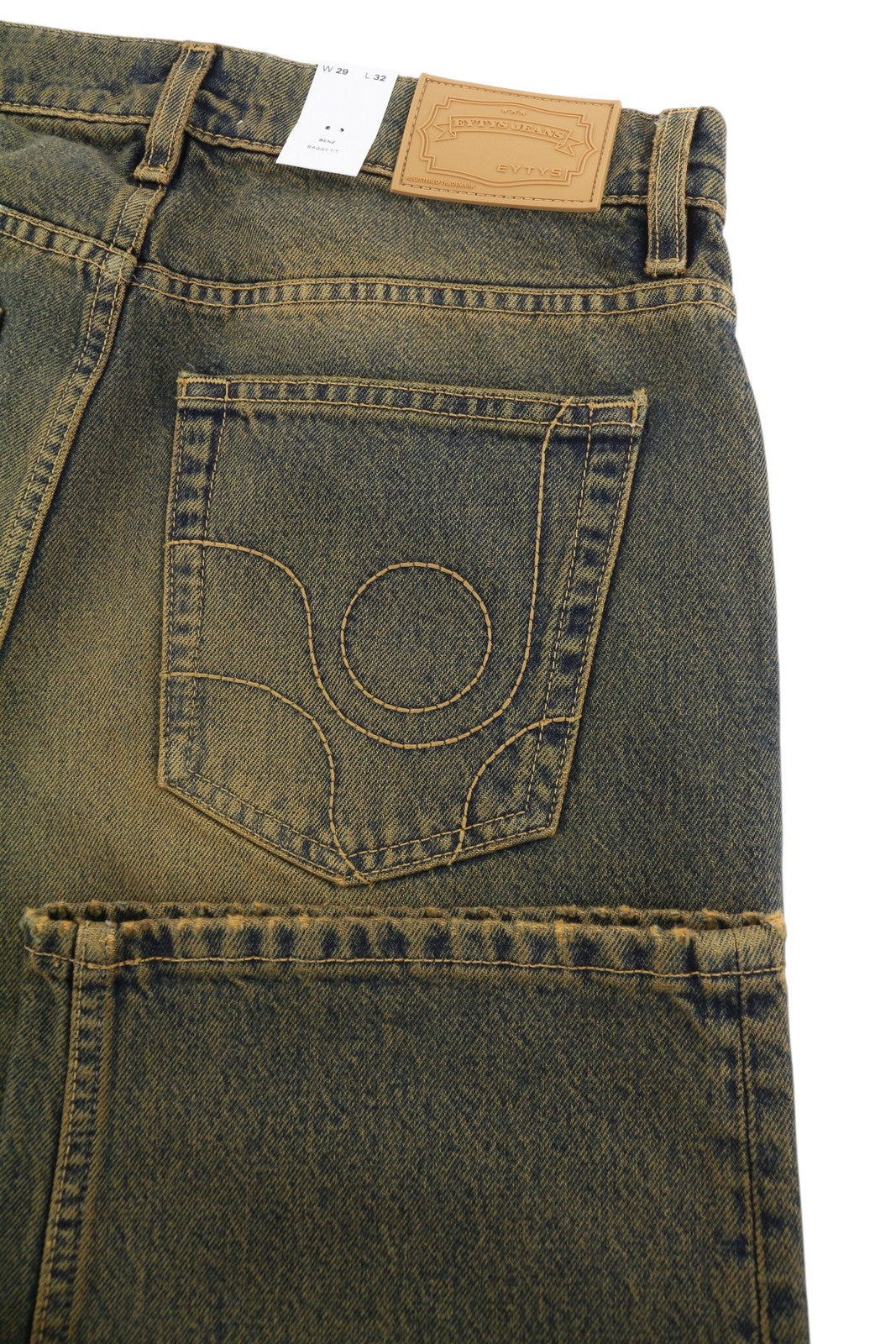 EYTYS Benz Rust Baggy Fit Men Jeans W29/L32 Orange & Blue Washed Unisex RRP370
