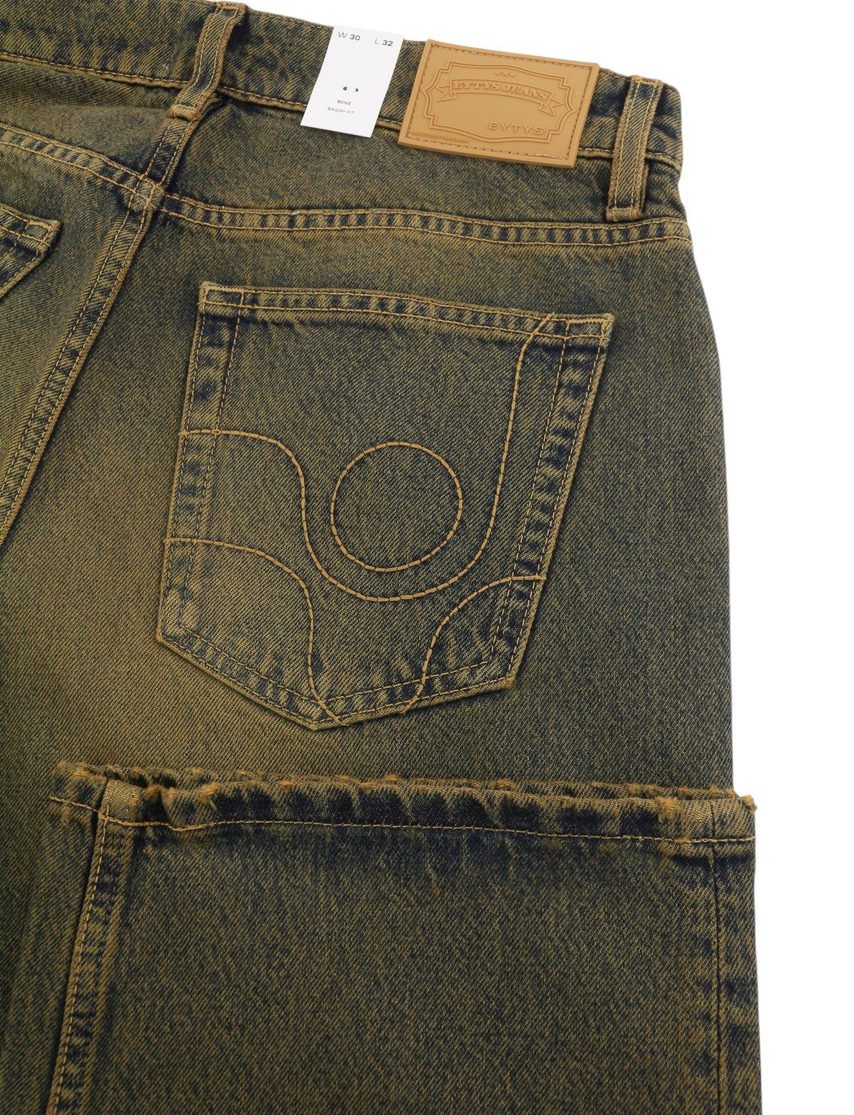 EYTYS Benz Rust Baggy Fit Men Jeans W30/L32 Orange & Blue Washed Unisex RRP370