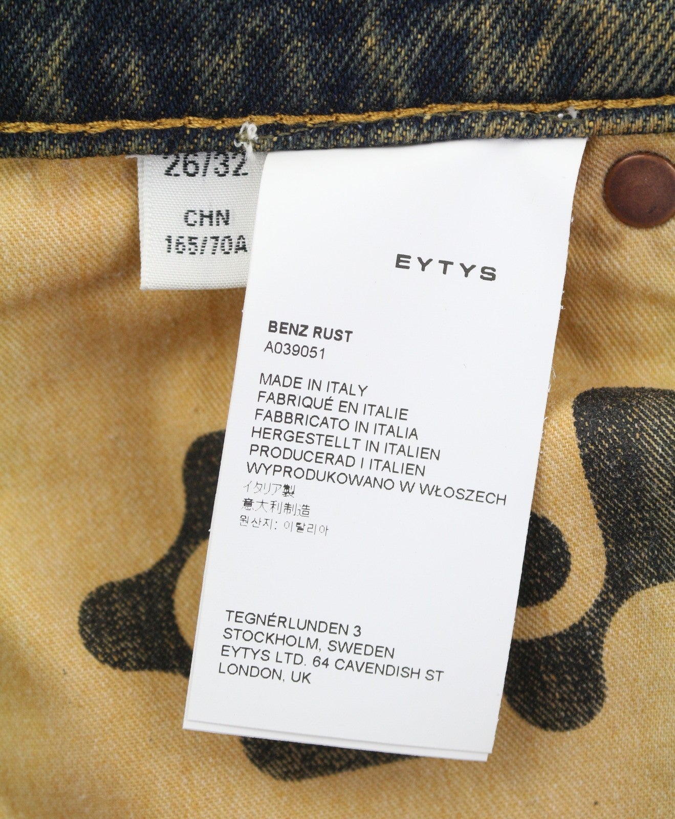 EYTYS Benz Rust Baggy Fit Women Jeans W26/L32 Orange & Blue Washed Unisex RRP370