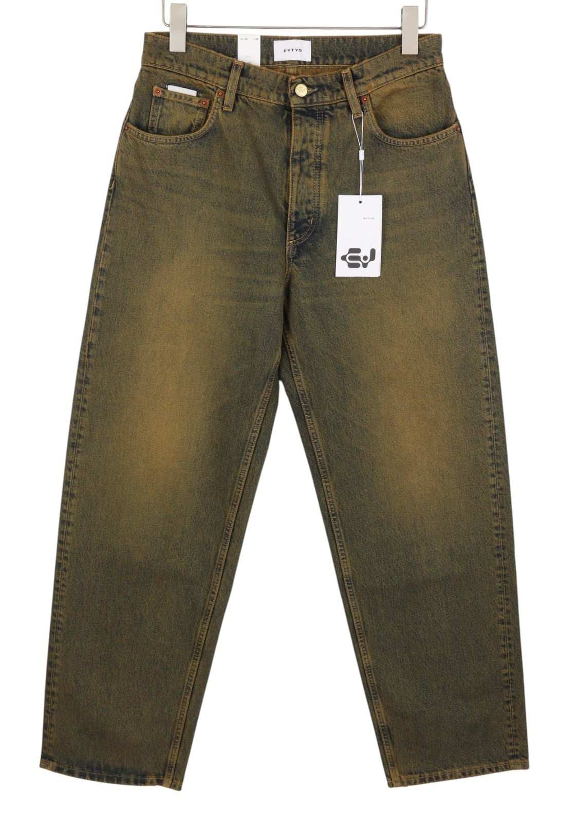 EYTYS Benz Rust Baggy Fit Women Jeans W26/L32 Orange & Blue Washed Unisex RRP370