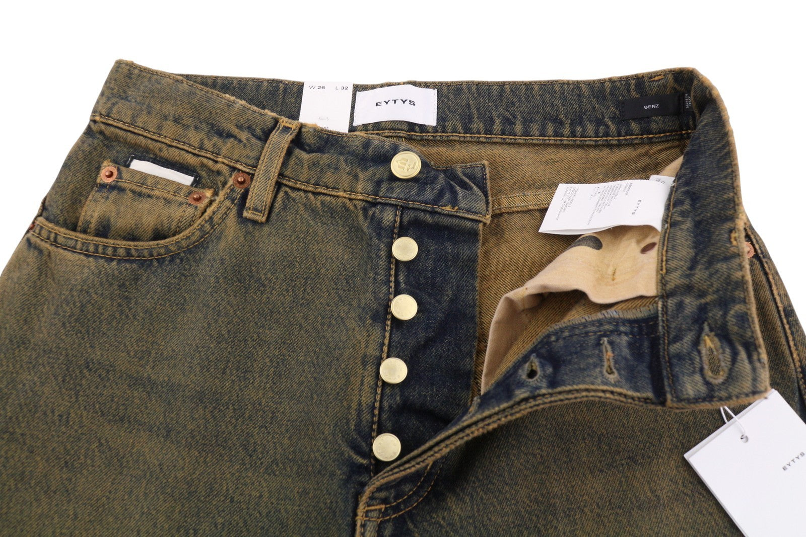 EYTYS Benz Rust Baggy Fit Women Jeans W26/L32 Orange & Blue Washed Unisex RRP370