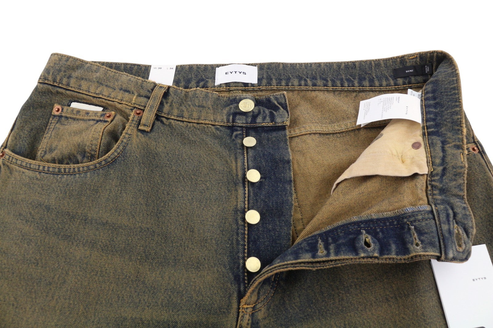 EYTYS Benz Rust Baggy Fit Men Jeans W36/L34 Orange & Blue Washed Unisex RRP370