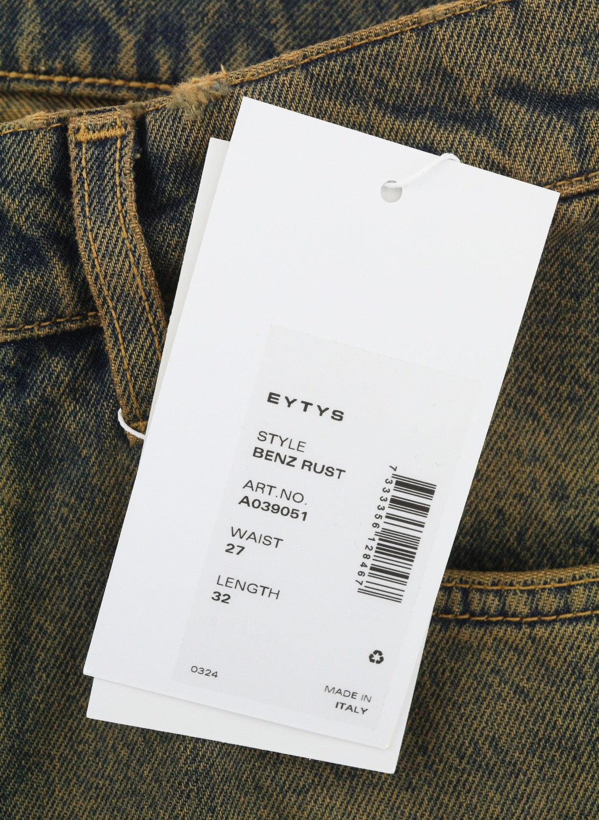 EYTYS Benz Rust Baggy Fit Women Jeans W27/L32 Orange Blue Washed Unisex RRP370