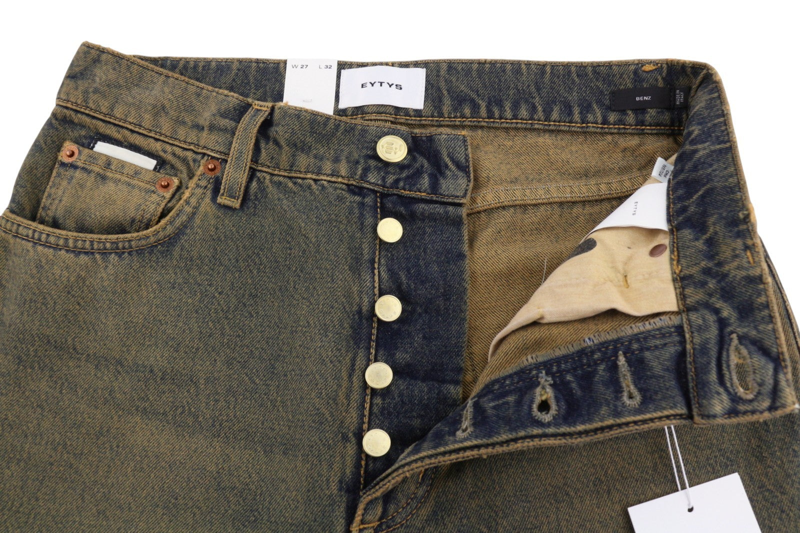 EYTYS Benz Rust Baggy Fit Women Jeans W27/L32 Orange Blue Washed Unisex RRP370