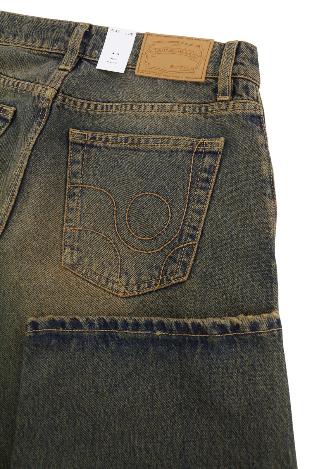 EYTYS Benz Rust Baggy Fit Women Jeans W27/L32 Orange Blue Washed Unisex RRP370