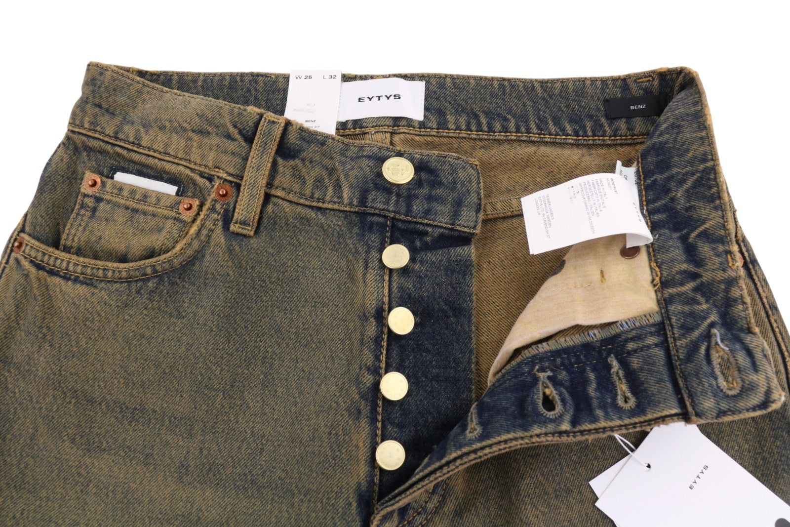 EYTYS Benz Rust Baggy Fit Women Jeans W25/L32 Orange Blue Washed Unisex RRP370