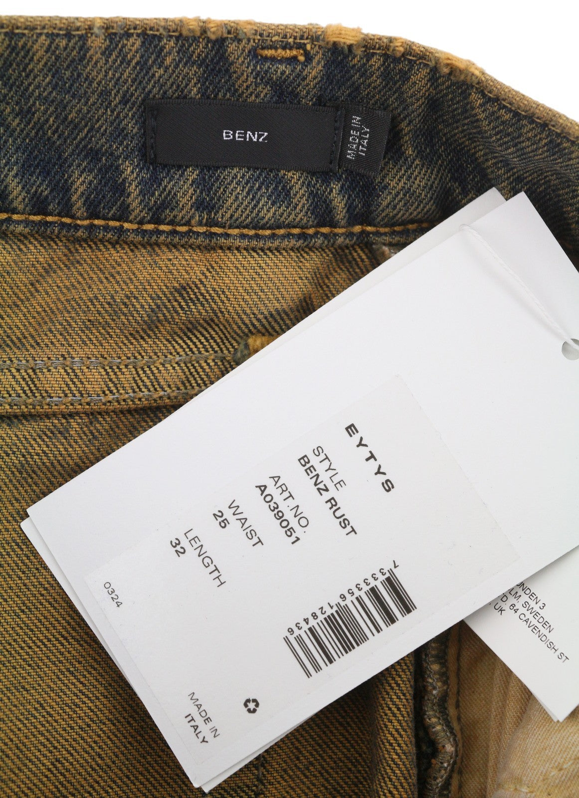 EYTYS Benz Rust Baggy Fit Women Jeans W25/L32 Orange Blue Washed Unisex RRP370