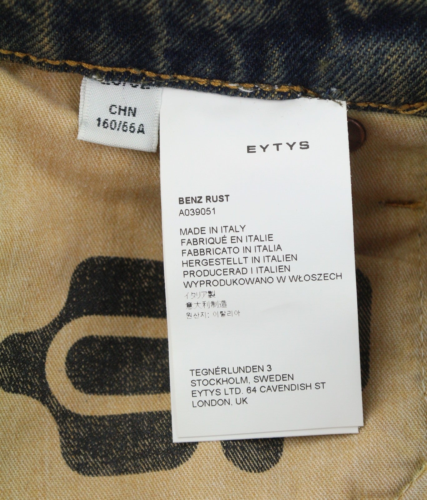 EYTYS Benz Rust Baggy Fit Women Jeans W25/L32 Orange Blue Washed Unisex RRP370
