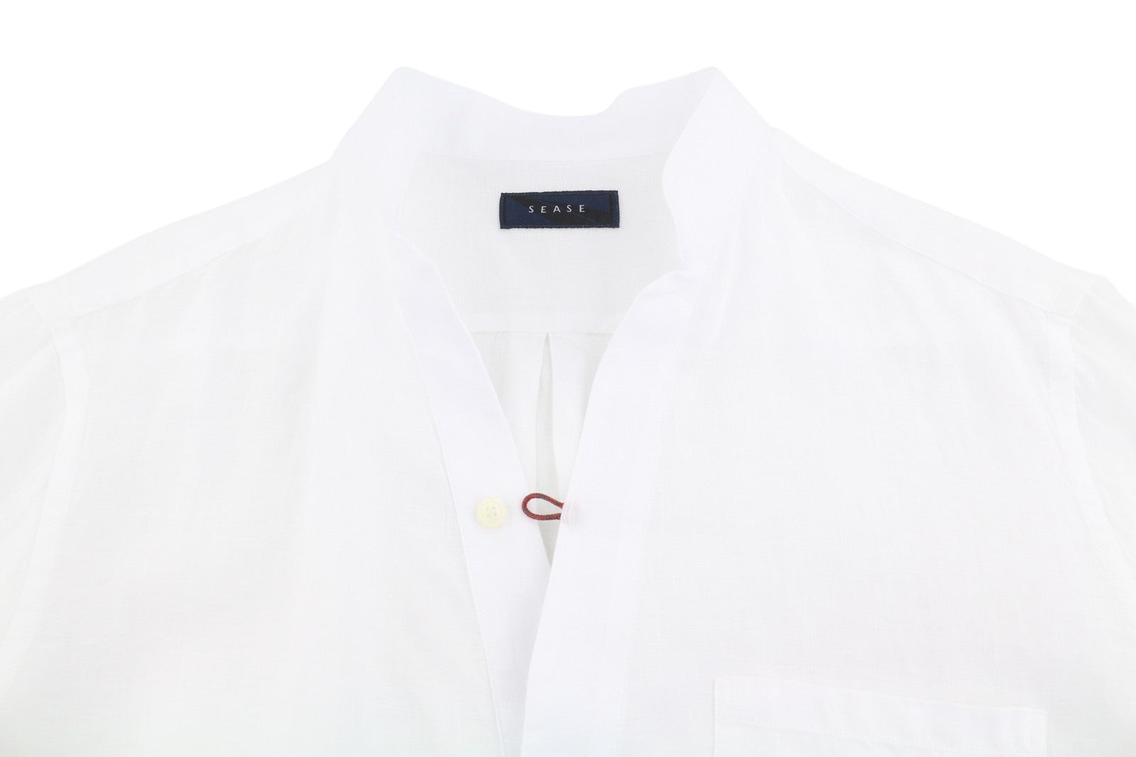 SEASE TN420 Fish Tail Men Shirt M White Linen Button-Up Patch Pocket RRP510