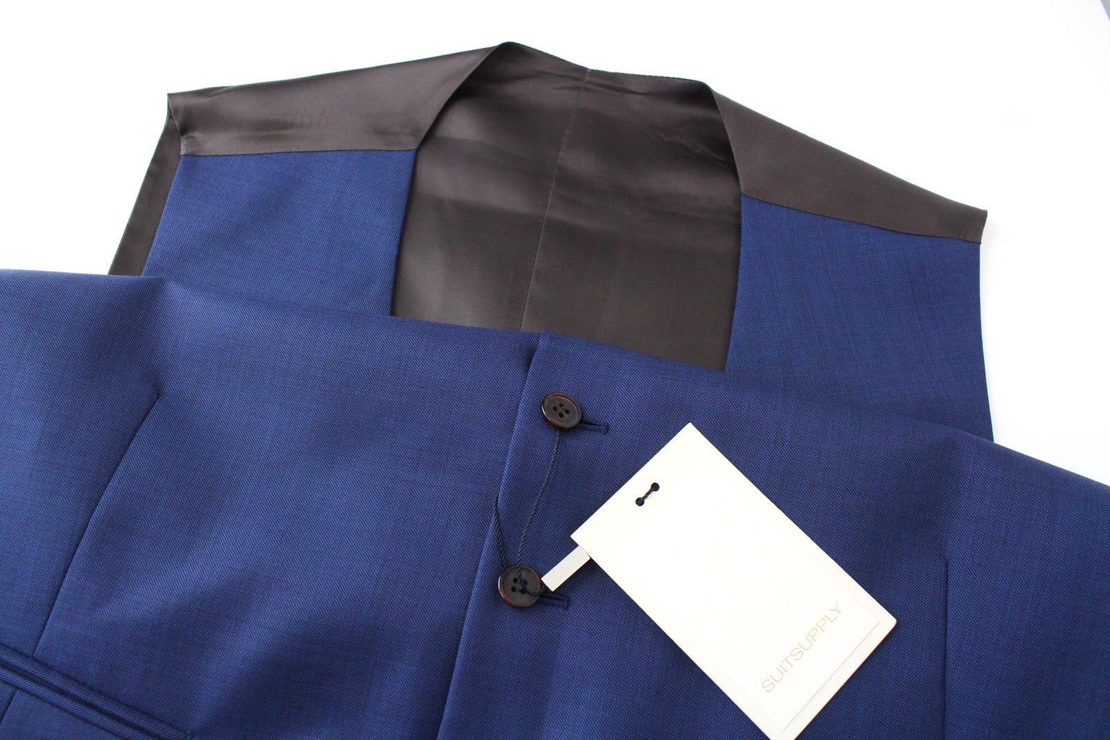 SUITSUPPLY La Spalla Men Suit UK46S Wool Blue Single-Breasted Formal 3 Piece