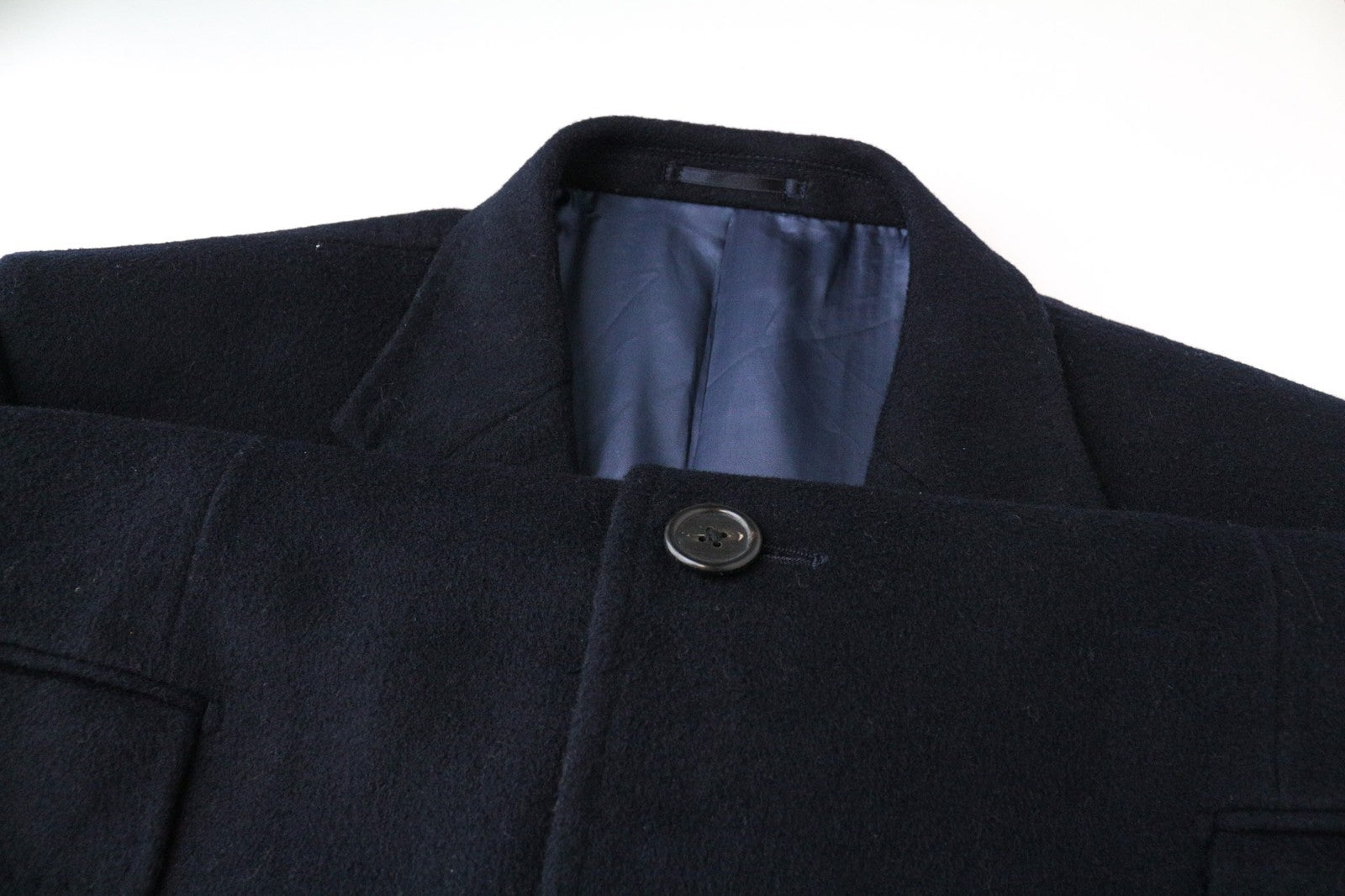 SUITSUPPLY Men Coat UK52 Navy Blue Single-Breasted Pure Wool Lined Notch Lapel