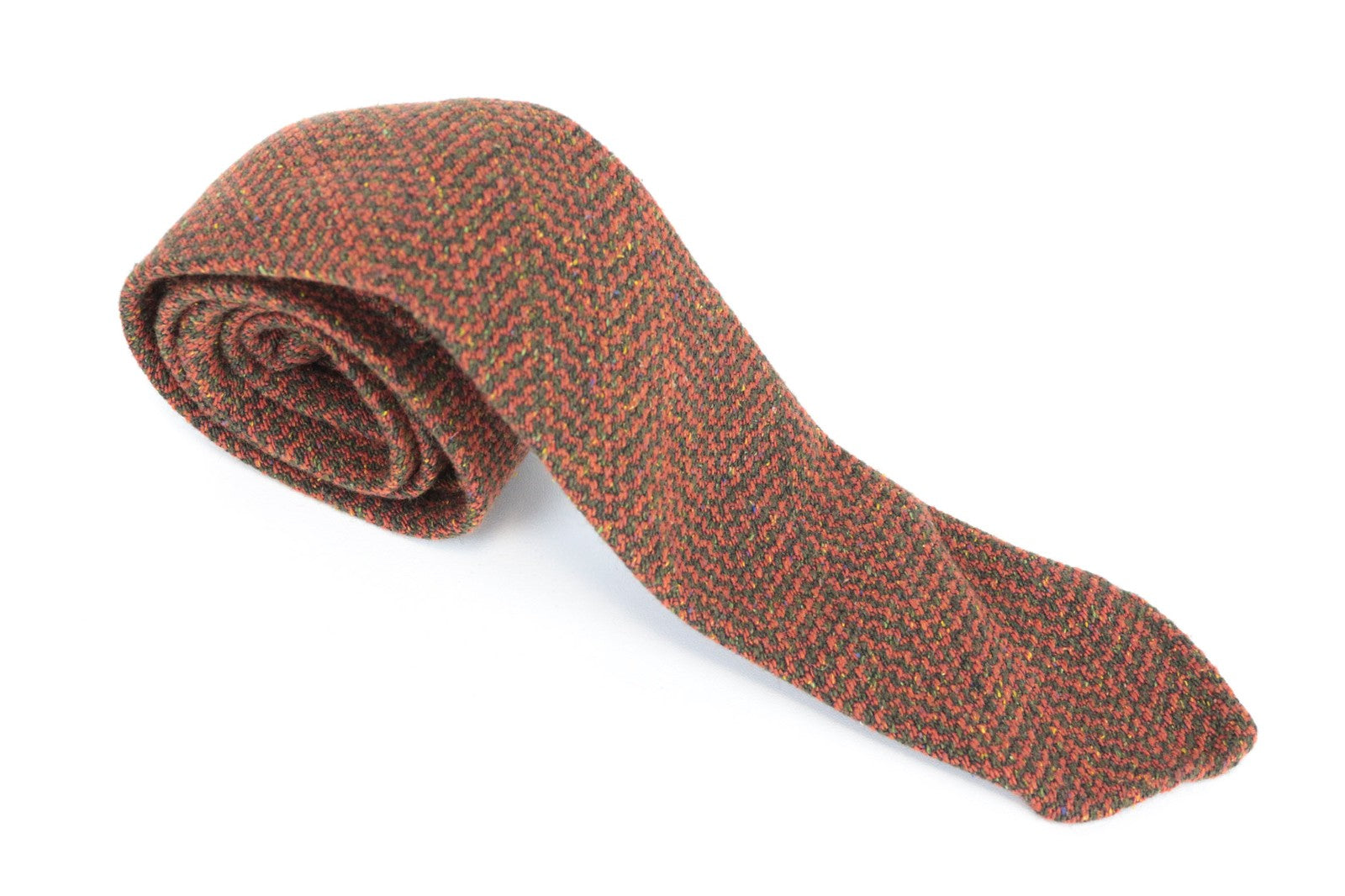 SUITSUPPLY Men Tie ~150 x 8 cm Orange Wool Silk Angora Blend Pointed-End Classic