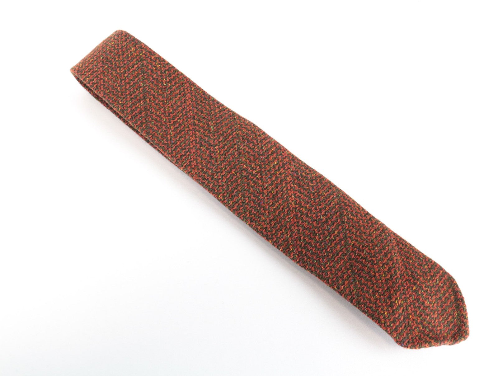 SUITSUPPLY Men Tie ~150 x 8 cm Orange Wool Silk Angora Blend Pointed-End Classic