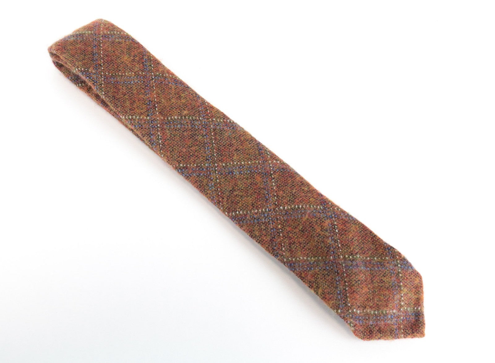 SUITSUPPLY Men Tie 150 x 8 cm Brown Orange Patterned Pointed-End Wool Silk Blend