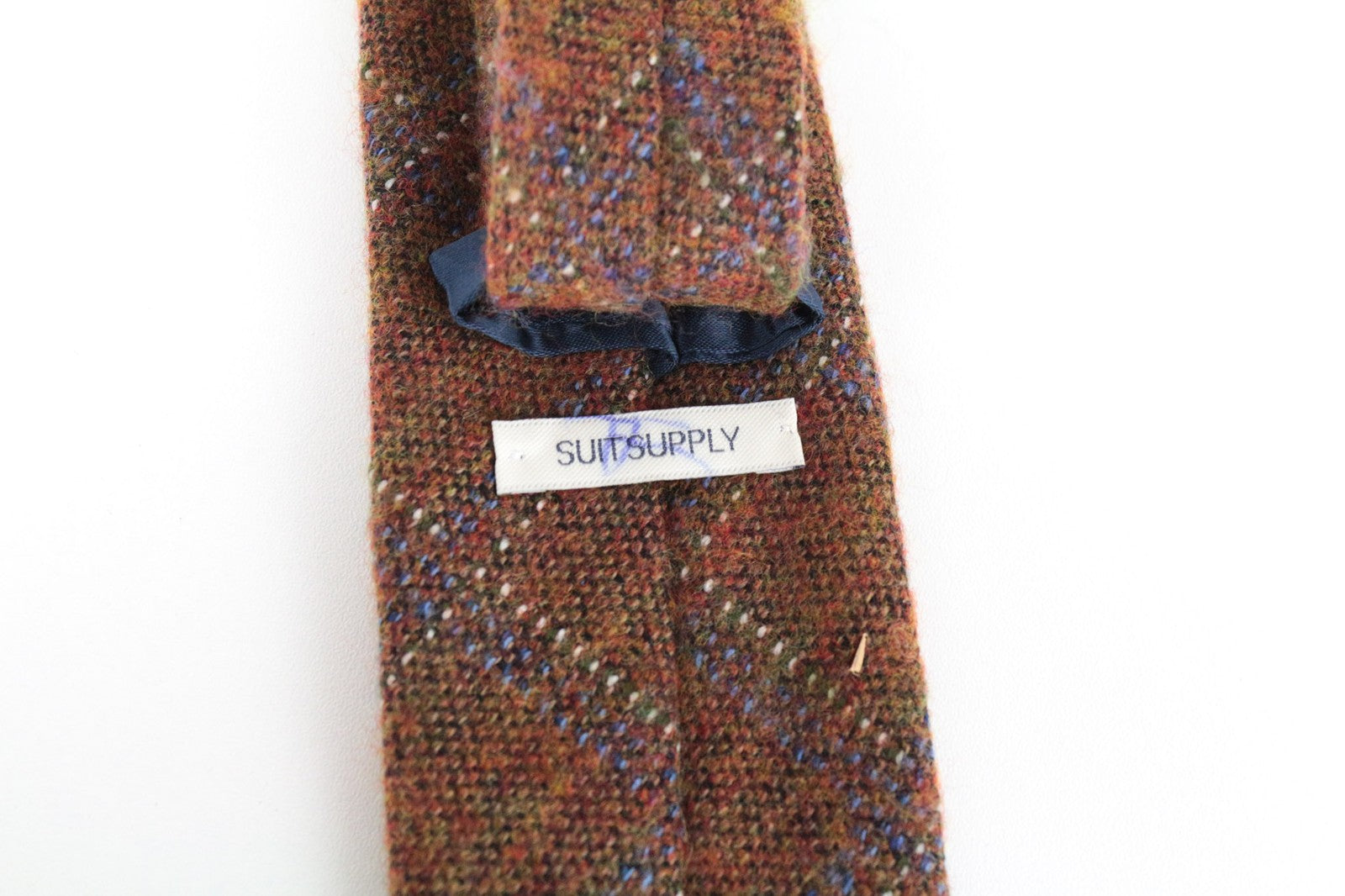 SUITSUPPLY Men Tie 150 x 8 cm Brown Orange Patterned Pointed-End Wool Silk Blend
